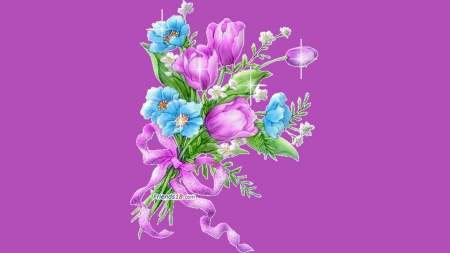 purple and aqua flowers - aqua, flowers, nature, purple