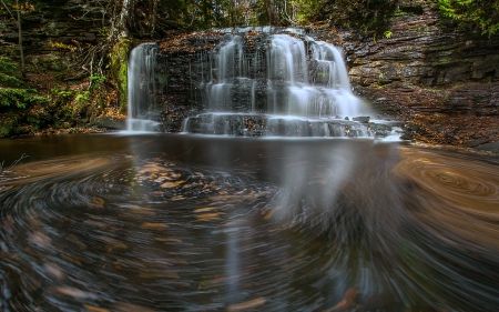 Rock River Falls, Michigan - nature, autumn, waterfall, usa