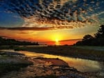 gorgeous sunset over a meandering river