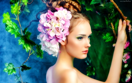 SPRING BEAUTY - beauty, flowers, girl, spring