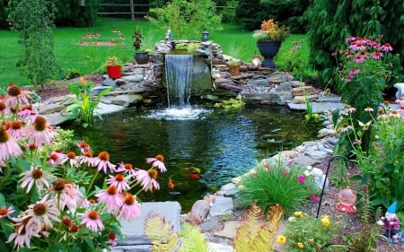 Garden - flower, nature, pond, garden