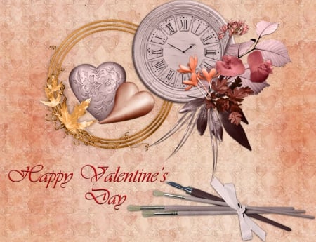 *** Happy Valentine's Day *** - flowers, with, love, heart