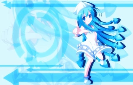 Ika musume - nice, long blue hair, cool, Cute Ika