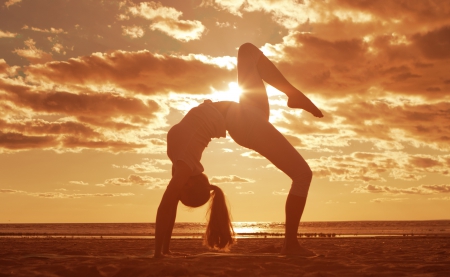 Yoga - women, sunset, model, yoga