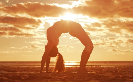 Yoga - yoga, women, sunset, model