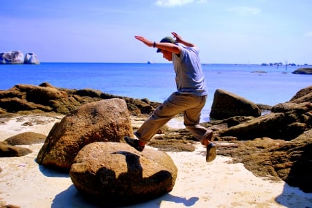 Tanjung Tinggi Beach - beach, janu ismadi, belitung, stone