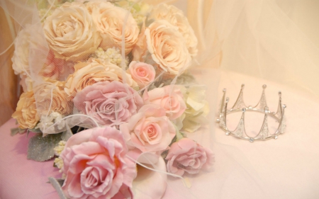 Beautiful rose - roses, flowers, crown, pink