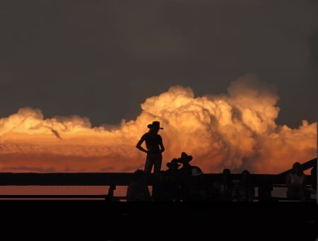 Cowgirl Sunset - women, fun, female, fences, sunsets, cowboys, girls, cowgirls, outdoors, rodeo, ranch, famous