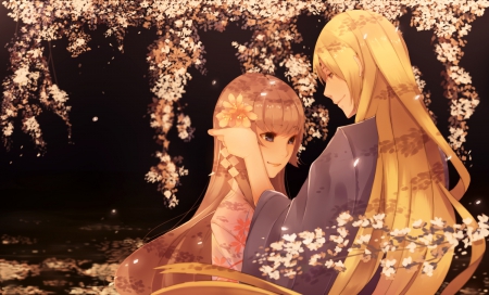 Manga couple - flower, black, spring, love, yellow, anime, girl, manga, valentine, bloom, orichie, couple, day, man