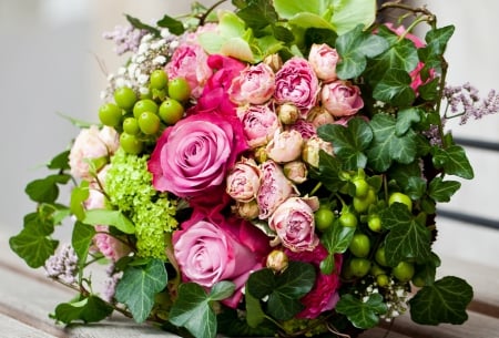 Bouquet - pink roses, bouquets, roses, bouquet, pink rose, rose, pink  flower, green, flowers, pink flowers, flower