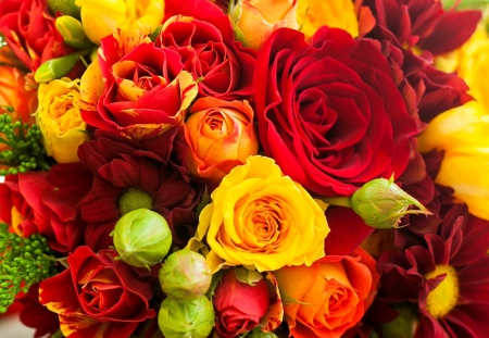 Flowers - bouquets, roses, red flowers, bouquet, yellow flower, red  flower, yellow rose, yellow, yellow  flowers, red, flowers, red rose, red   roses, yellow roses