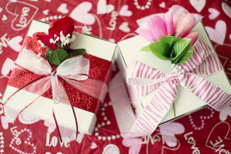 ♥Valentine Gifts♥ - roses, gifts, presents, bows, love, Valentines Day, Valentine, Valentines, hearts, ribbons