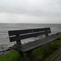 Rainy weather in winter Volendam