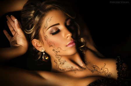 Dreamer - woman, face, lady, sensual, dreamer