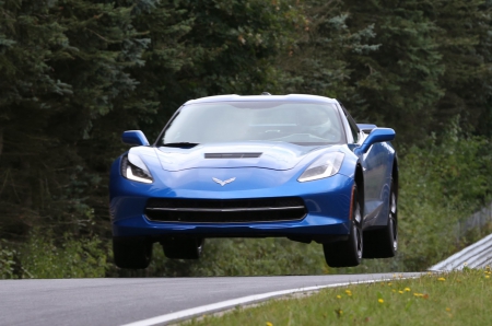 Chevrolet C7 Corvette Catches Air - racetrack, jump, chevrolet, corvette