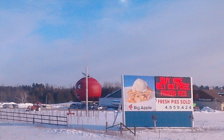 ~~; The Big Apple @ Colbourne Ont. ;~~ - apple pie, travel, sign, winter