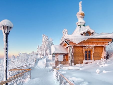 Winter - winter, house, post, snow