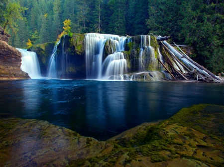 Waterfalls - trees, water, nature, waterfall