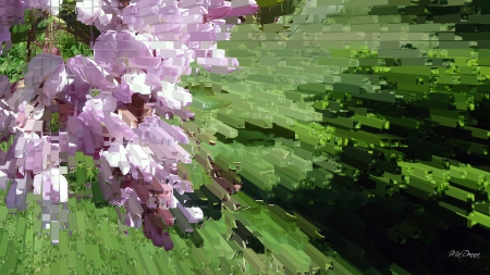 Abstract Floral - abstract, leaves, summer, flowers, broken glass, spring