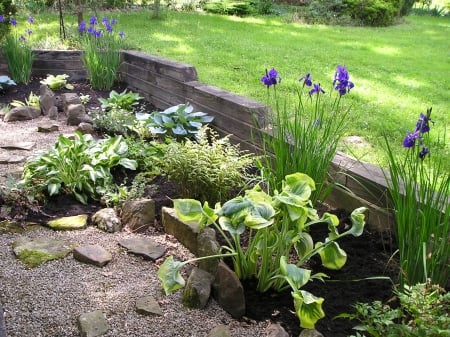 The Portico garden - brecksville, spring, ohio, garden