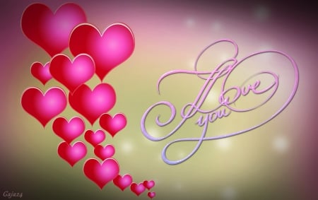 Love you - love, hearts, you, pink