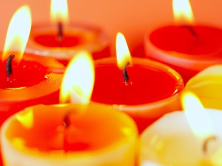 Candles - candle, orange candle, yellow, candles, orange candles, orange, wax, fire