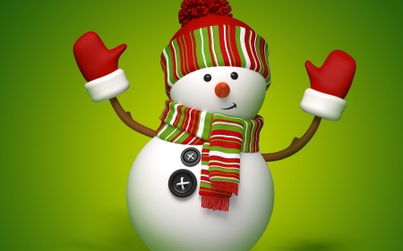 Snowman - snowman, green, cute, christmas