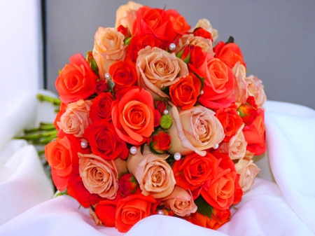 Joy - flowers, roses, arrangement, tangerine, pink