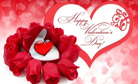 * Happy Valentine's Day * - ring, red roses, roses, valentine, heart, gift, love