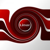 Linux dark red twirl wide