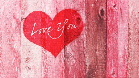 Love You - red, valentine, heart, valentines day, love, valentines, wood