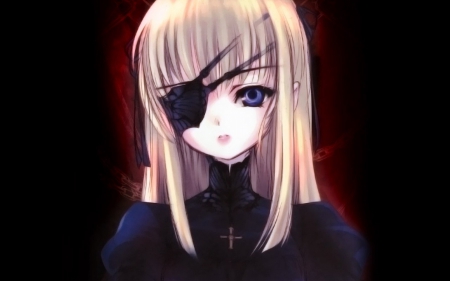 Gothic Anime Girl - eyepatch, anime, anime girl, gothic, dark