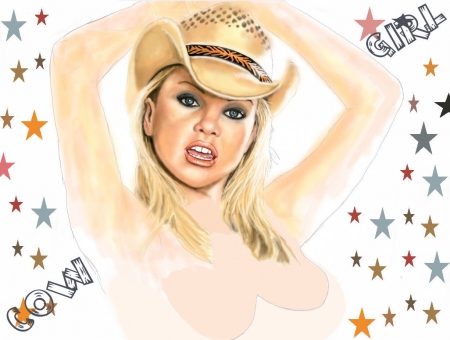 Cowgirl Kate - style, beautiful, models, holidays, hats, hot, stars, cowgirls, rodeo, fun, hearts, fashion, western, pretty, valentines, drawing, art, female