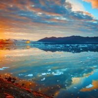 glacial lagoon at sunrise