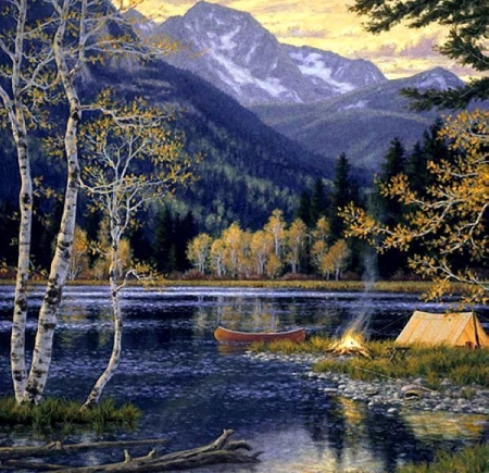 AMAZING NATURE by painter Randy Van Beek. - camping, lake, mountans, nature