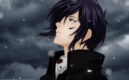 mini Tokyo(Hakuouki) - face, cloudy, sad, snowy