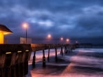 ocean pier in evening hdr