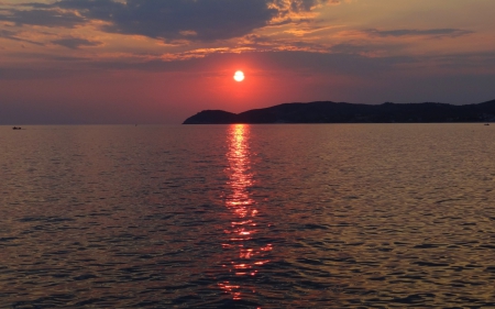 Sunset at the beach - love, beach, cool, red, water, sunset