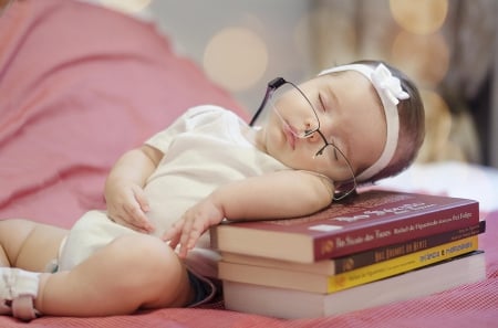 Baby - sleep, book, photo, baby, glass