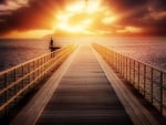 magnificent sunrise on a pier hdr