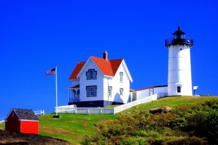 Maine Lighthouse - lighthouses, landscape, buildings, maine