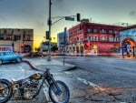 motorcycle on a street in venice california hdr