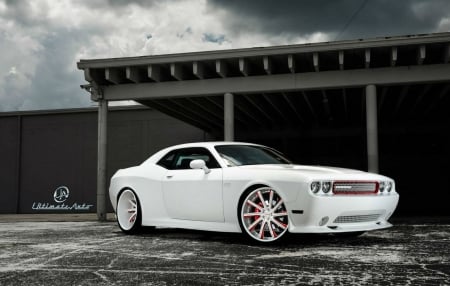 Wide Body Dodge Challenger - white, mopar, dodge, custom wheels