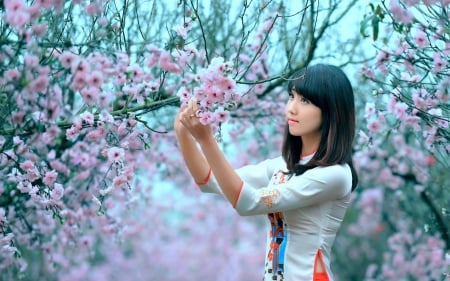 Model - flowers, women, hairs, Model