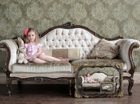 Cute child - child, cute, sofa, frame