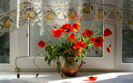 Still life - flowers, vase, door, Still life