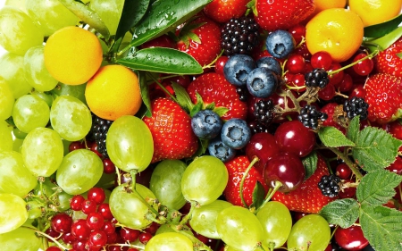 Fruits and Berries - berries, cherries, strawberry, cherry, berry, fruit, blueberry, fruits