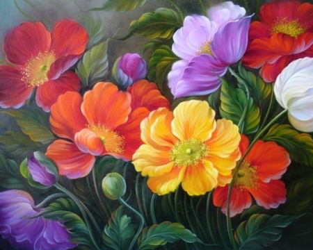 Colorful Flowers - flowers, gorgeous, colorful, art