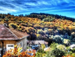 autumn day on a hill town hdr