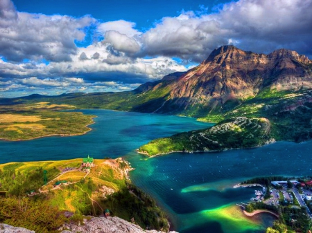 Alberta view - alberta, water, canada, mountains, shore